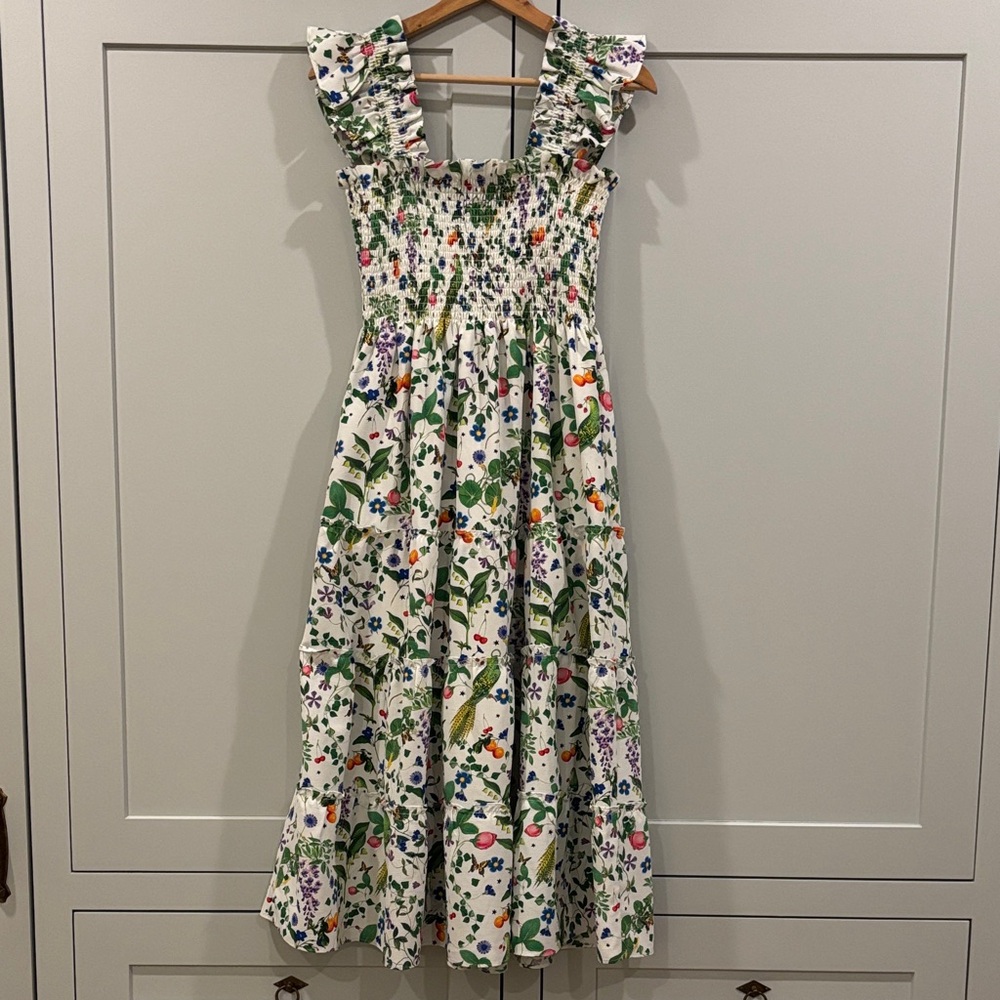 Hill House Floral Ruffle Midi Dress